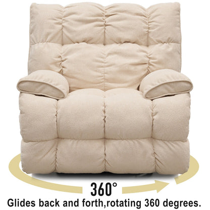 Fauteuil inclinable pivotant à 360° en tissu d'ameublement, fauteuil à bascule inclinable simple avec support lombaire pour salon