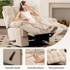 Fauteuil inclinable pivotant à 360° en tissu d'ameublement, fauteuil à bascule inclinable simple avec support lombaire pour salon