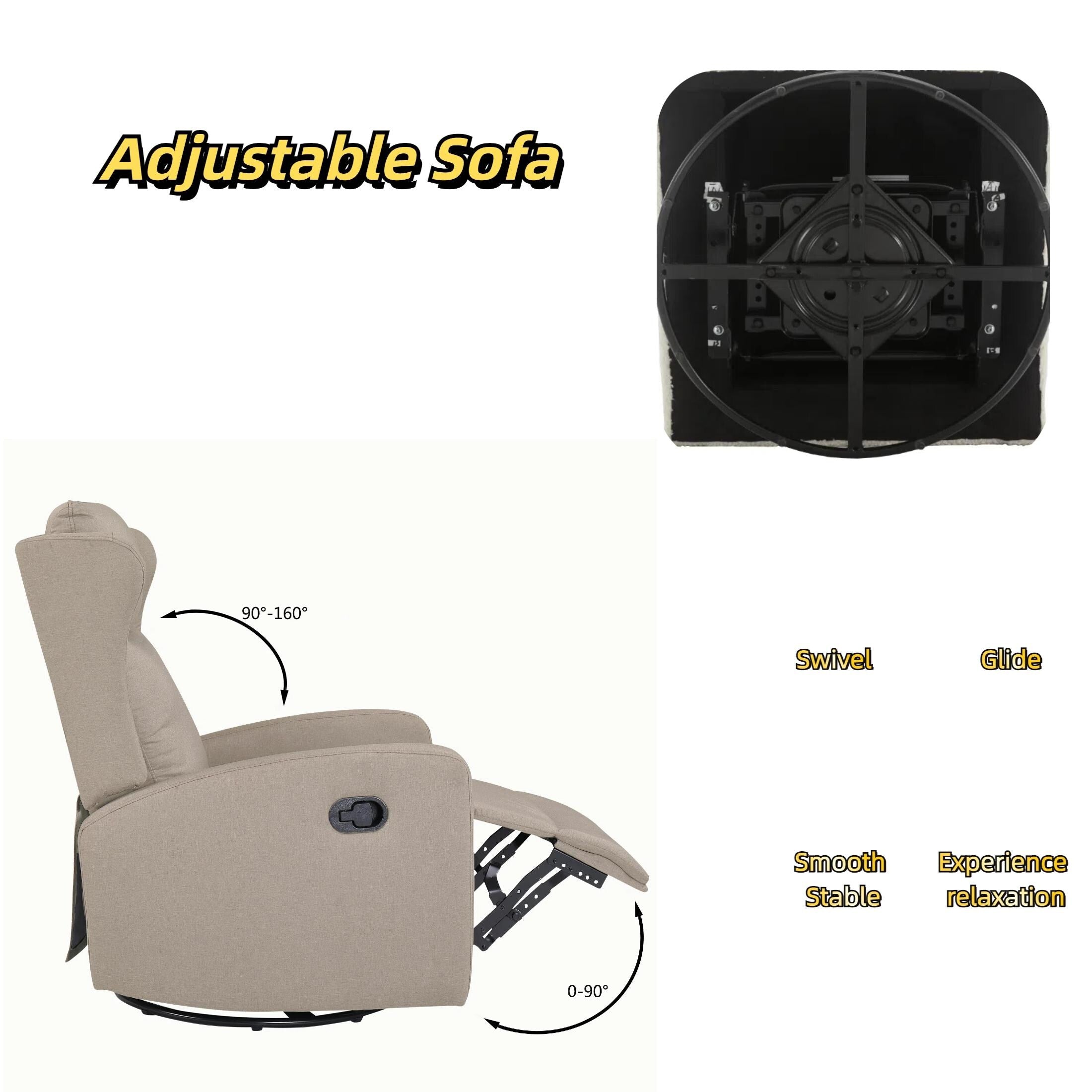 Fauteuil inclinable pivotant à 360° avec dossier réglable - Design moderne pour salon, bureau et espaces de divertissement