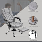 Fauteuil de bureau pivotant à 360° avec dossier haut et inclinable, avec chauffage lombaire, inclinaison réglable et repose-pieds extensible
