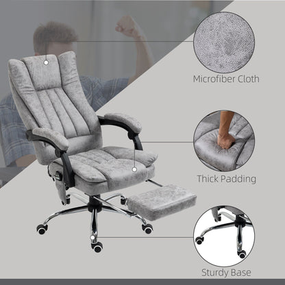 Fauteuil de bureau pivotant à 360° avec dossier haut et inclinable, avec chauffage lombaire, inclinaison réglable et repose-pieds extensible