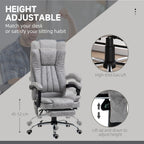 Fauteuil de bureau pivotant à 360° avec dossier haut et inclinable, avec chauffage lombaire, inclinaison réglable et repose-pieds extensible