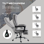 Fauteuil de bureau pivotant à 360° avec dossier haut et inclinable, avec chauffage lombaire, inclinaison réglable et repose-pieds extensible