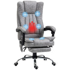 Fauteuil de bureau pivotant à 360° avec dossier haut et inclinable, avec chauffage lombaire, inclinaison réglable et repose-pieds extensible