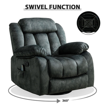 Fauteuil inclinable à bascule manuel pivotant à 360° avec massage et chaleur et vibrations
