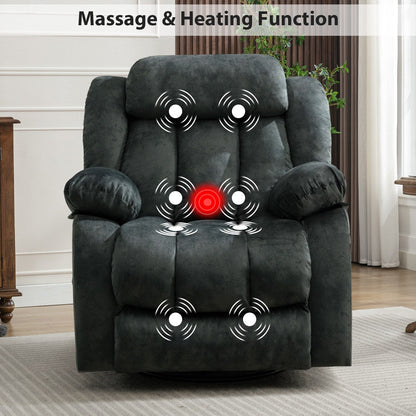 Fauteuil inclinable à bascule manuel pivotant à 360° avec massage et chaleur et vibrations
