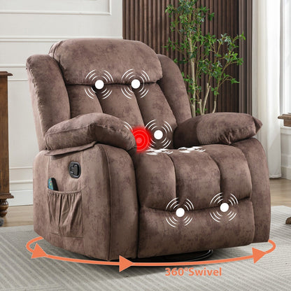 Fauteuil inclinable à bascule manuel pivotant à 360° avec massage et chaleur et vibrations