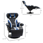 Chaise de jeu ergonomique pivotante à 360°, style course, inclinable, avec support lombaire, repose-pieds et porte-gobelet
