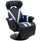 Chaise de jeu ergonomique pivotante à 360°, style course, inclinable, avec support lombaire, repose-pieds et porte-gobelet