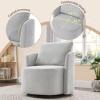 Fauteuil pivotant à 360°, fauteuil tonneau en chenille, fauteuil de salon design incurvé, fauteuil pivotant rembourré pour salon
