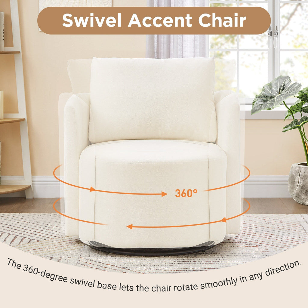 Fauteuil pivotant à 360°, fauteuil tonneau en chenille, fauteuil de salon design incurvé, fauteuil pivotant rembourré pour salon