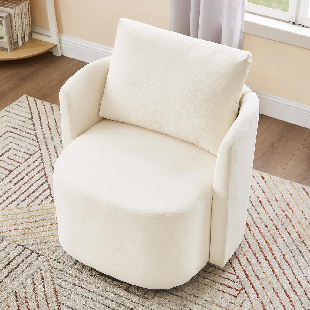 Fauteuil pivotant à 360°, fauteuil tonneau en chenille, fauteuil de salon design incurvé, fauteuil pivotant rembourré pour salon