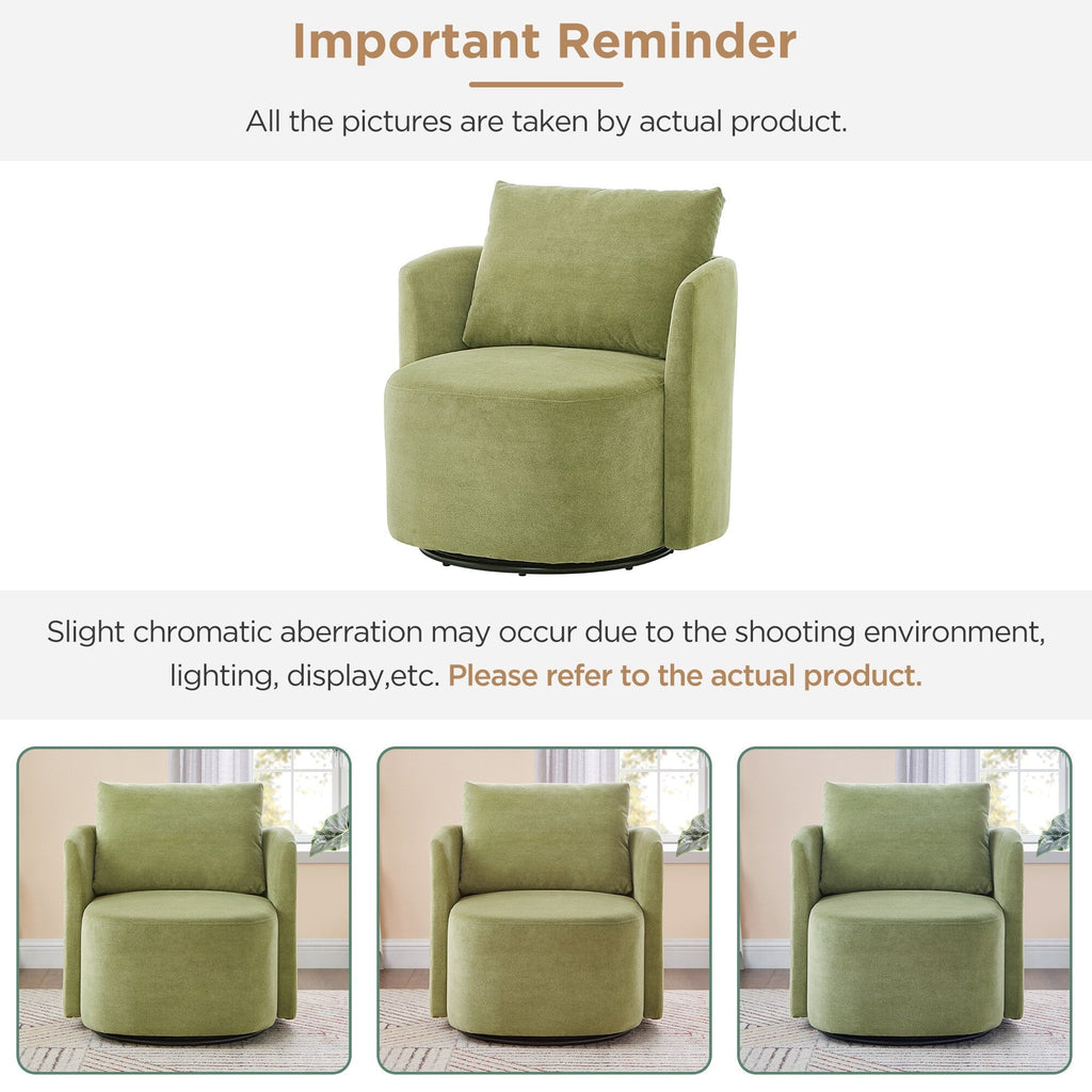 Fauteuil pivotant à 360°, fauteuil tonneau en chenille, fauteuil de salon design incurvé, fauteuil pivotant rembourré pour salon
