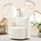 Fauteuil pivotant à 360°, fauteuil tonneau en chenille, fauteuil de salon design incurvé, fauteuil pivotant rembourré pour salon