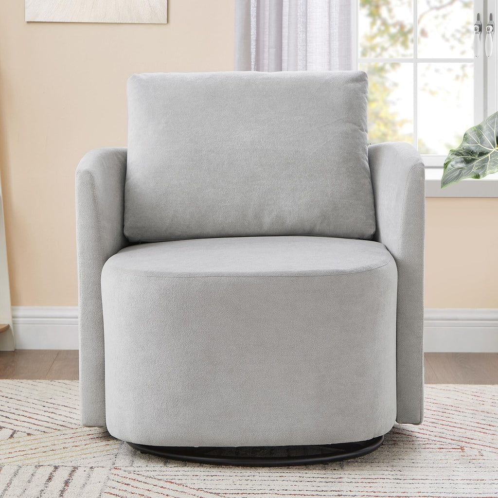 Fauteuil pivotant à 360°, fauteuil tonneau en chenille, fauteuil de salon design incurvé, fauteuil pivotant rembourré pour salon