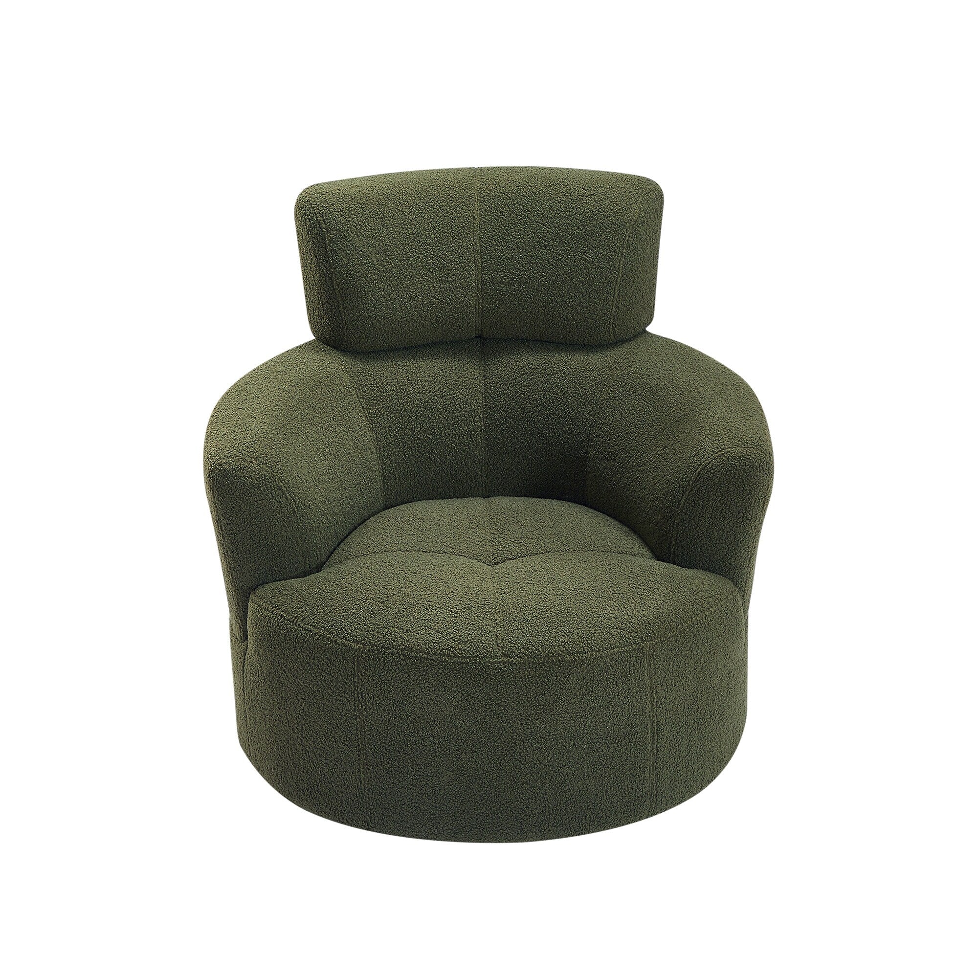 Fauteuil pivotant à 360°, fauteuil tonneau rembourré avec appui-tête réglable, fauteuil rond pivotant moderne pour salon