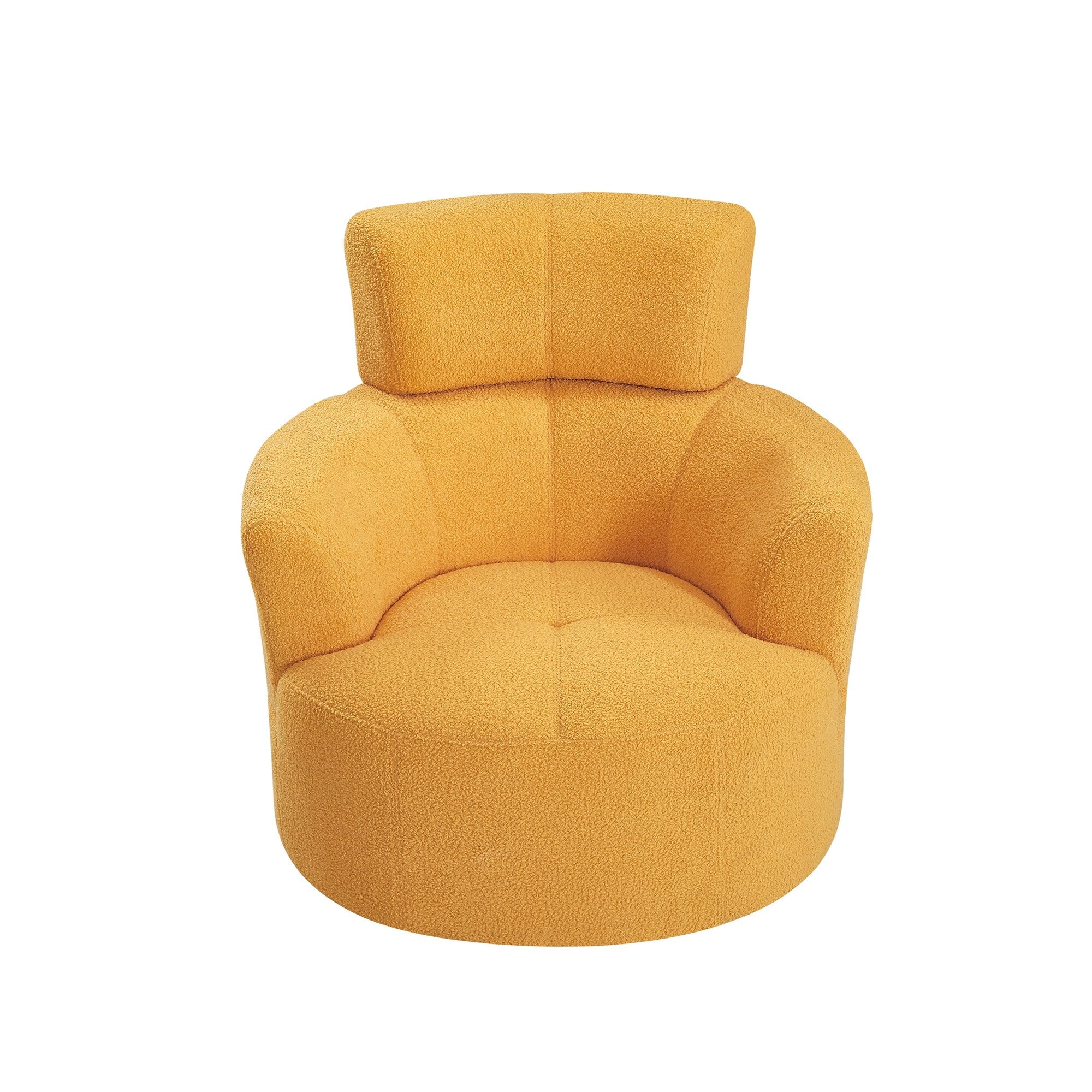 Fauteuil pivotant à 360°, fauteuil tonneau rembourré avec appui-tête réglable, fauteuil rond pivotant moderne pour salon