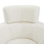 Fauteuil pivotant à 360°, fauteuil tonneau rembourré avec appui-tête réglable, fauteuil rond pivotant moderne pour salon