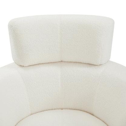 Fauteuil pivotant à 360°, fauteuil tonneau rembourré avec appui-tête réglable, fauteuil rond pivotant moderne pour salon