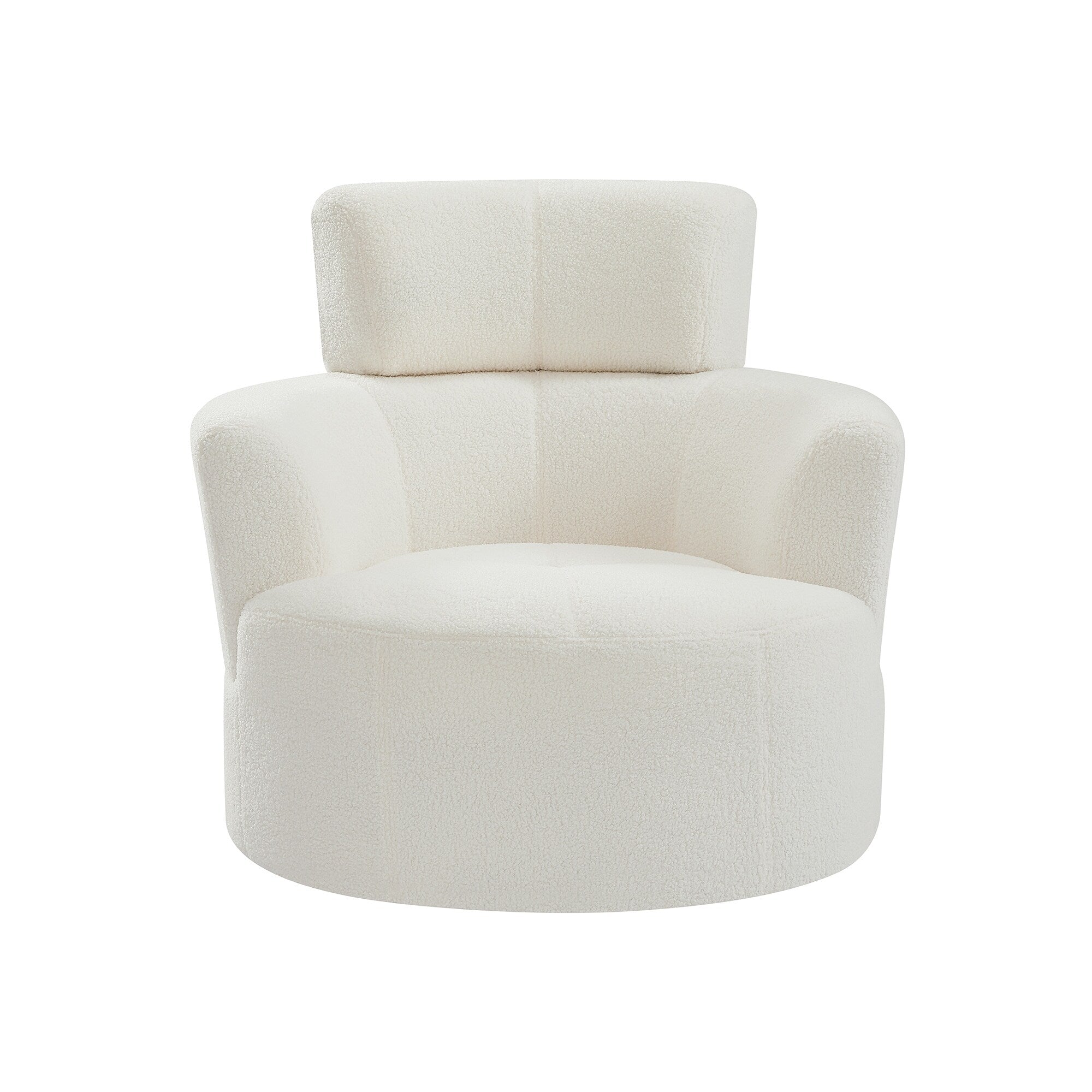 Fauteuil pivotant à 360°, fauteuil tonneau rembourré avec appui-tête réglable, fauteuil rond pivotant moderne pour salon