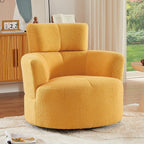 Fauteuil pivotant à 360°, fauteuil tonneau rembourré avec appui-tête réglable, fauteuil rond pivotant moderne pour salon