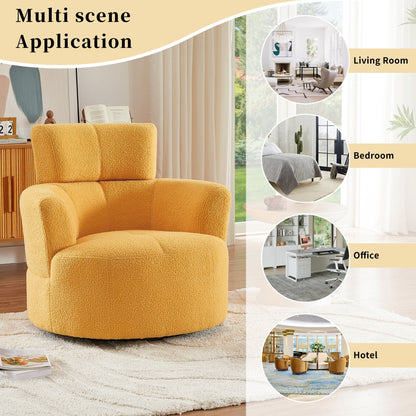 Fauteuil pivotant à 360°, fauteuil tonneau rembourré avec appui-tête réglable, fauteuil rond pivotant moderne pour salon