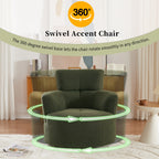Fauteuil pivotant à 360°, fauteuil tonneau rembourré avec appui-tête réglable, fauteuil rond pivotant moderne pour salon