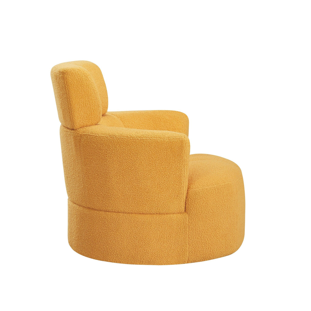 Fauteuil pivotant à 360°, fauteuil tonneau rembourré avec appui-tête réglable, fauteuil rond pivotant moderne pour salon