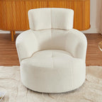 Fauteuil pivotant à 360°, fauteuil tonneau rembourré avec appui-tête réglable, fauteuil rond pivotant moderne pour salon