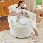 Fauteuil pivotant à 360°, fauteuil tonneau rembourré avec appui-tête réglable, fauteuil rond pivotant moderne pour salon
