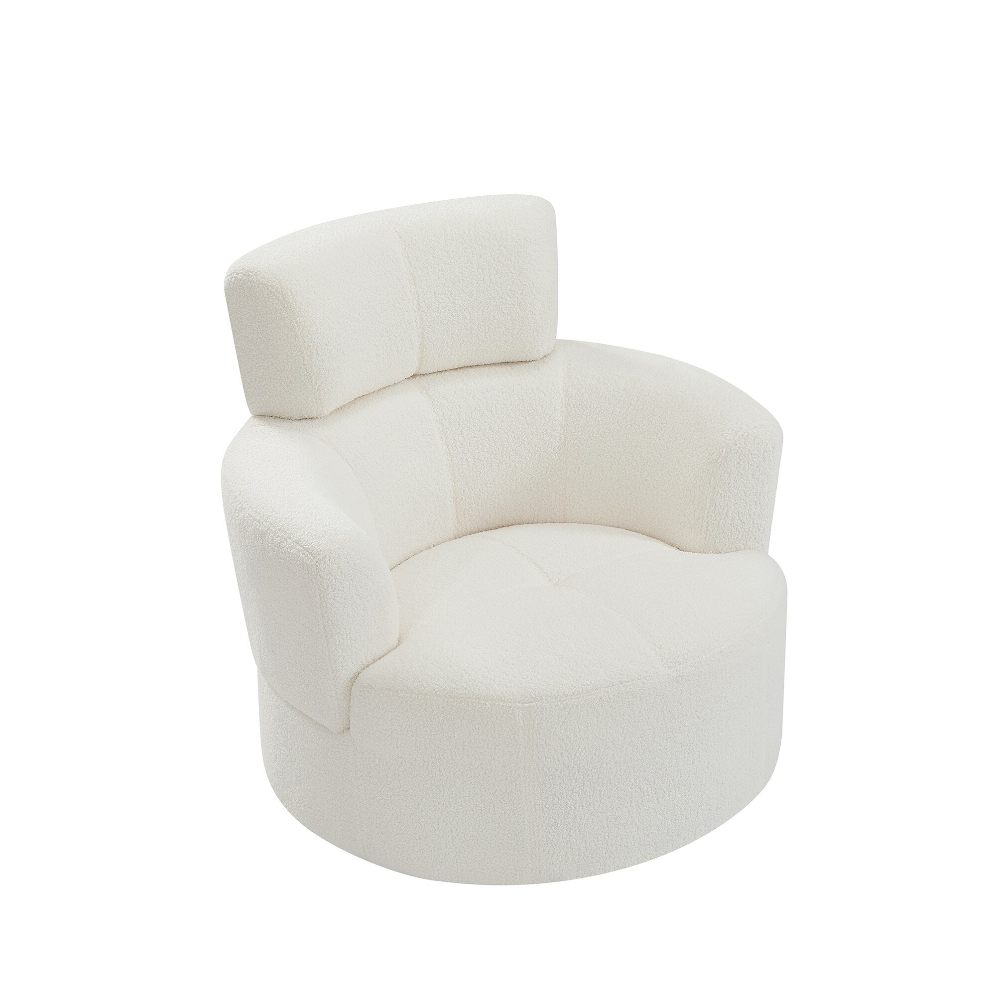 Fauteuil pivotant à 360°, fauteuil tonneau rembourré avec appui-tête réglable, fauteuil rond pivotant moderne pour salon