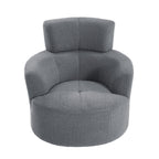 Fauteuil pivotant à 360°, fauteuil tonneau rembourré avec appui-tête réglable, fauteuil rond pivotant moderne pour salon