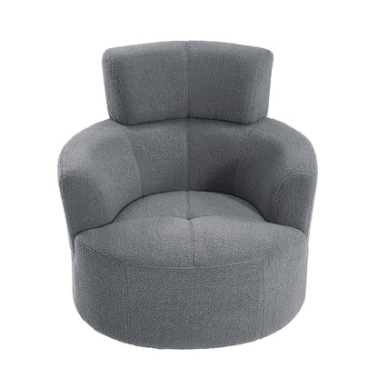 Fauteuil pivotant à 360°, fauteuil tonneau rembourré avec appui-tête réglable, fauteuil rond pivotant moderne pour salon