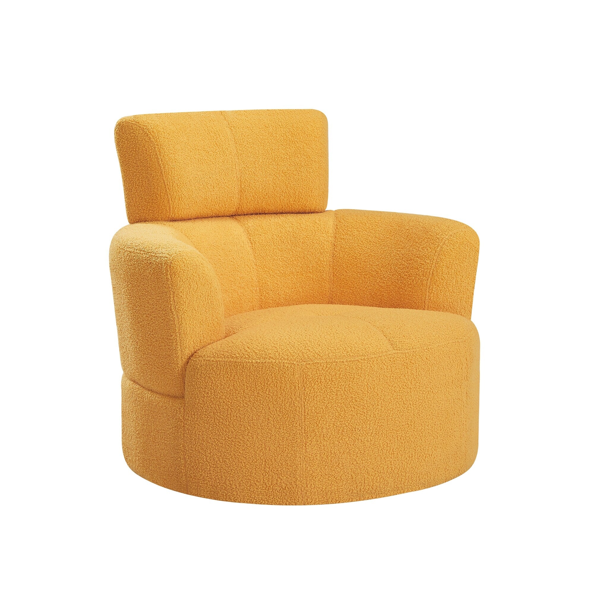 Fauteuil pivotant à 360°, fauteuil tonneau rembourré avec appui-tête réglable, fauteuil rond pivotant moderne pour salon