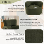 Fauteuil pivotant à 360°, fauteuil tonneau rembourré avec appui-tête réglable, fauteuil rond pivotant moderne pour salon