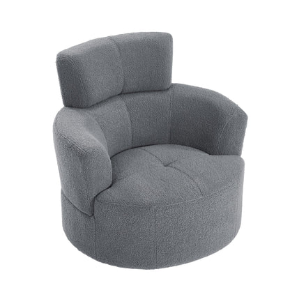 Fauteuil pivotant à 360°, fauteuil tonneau rembourré avec appui-tête réglable, fauteuil rond pivotant moderne pour salon