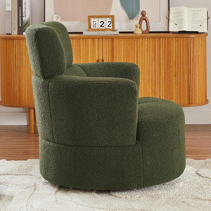 Fauteuil pivotant à 360°, fauteuil tonneau rembourré avec appui-tête réglable, fauteuil rond pivotant moderne pour salon