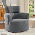 Fauteuil pivotant à 360°, fauteuil tonneau rembourré avec appui-tête réglable, fauteuil rond pivotant moderne pour salon