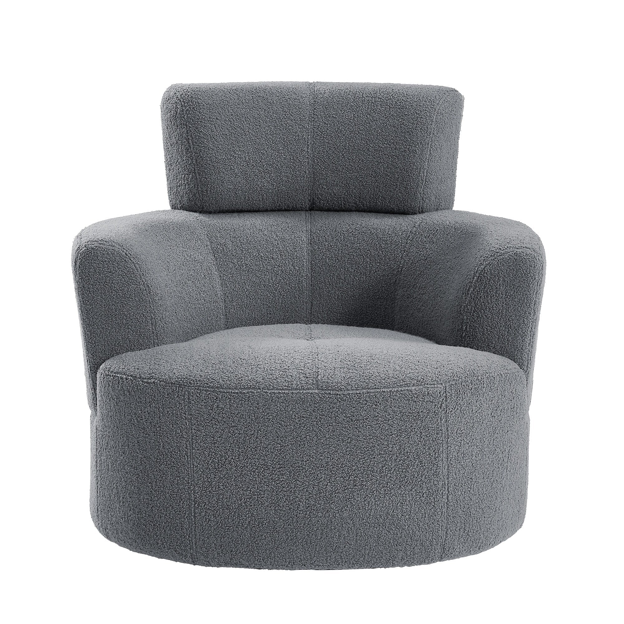 Fauteuil pivotant à 360°, fauteuil tonneau rembourré avec appui-tête réglable, fauteuil rond pivotant moderne pour salon