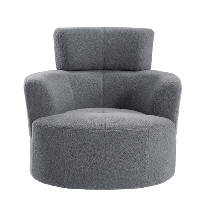 Fauteuil pivotant à 360°, fauteuil tonneau rembourré avec appui-tête réglable, fauteuil rond pivotant moderne pour salon