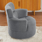 Fauteuil pivotant à 360°, fauteuil tonneau rembourré avec appui-tête réglable, fauteuil rond pivotant moderne pour salon