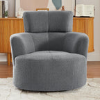 Fauteuil pivotant à 360°, fauteuil tonneau rembourré avec appui-tête réglable, fauteuil rond pivotant moderne pour salon