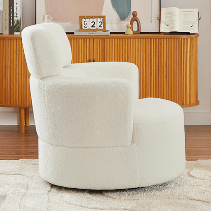 Fauteuil pivotant à 360°, fauteuil tonneau rembourré avec appui-tête réglable, fauteuil rond pivotant moderne pour salon