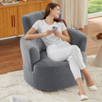 Fauteuil pivotant à 360°, fauteuil tonneau rembourré avec appui-tête réglable, fauteuil rond pivotant moderne pour salon
