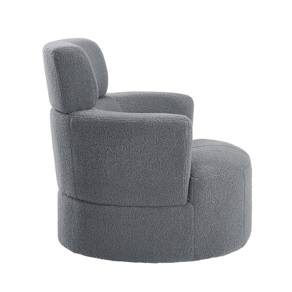 Fauteuil pivotant à 360°, fauteuil tonneau rembourré avec appui-tête réglable, fauteuil rond pivotant moderne pour salon