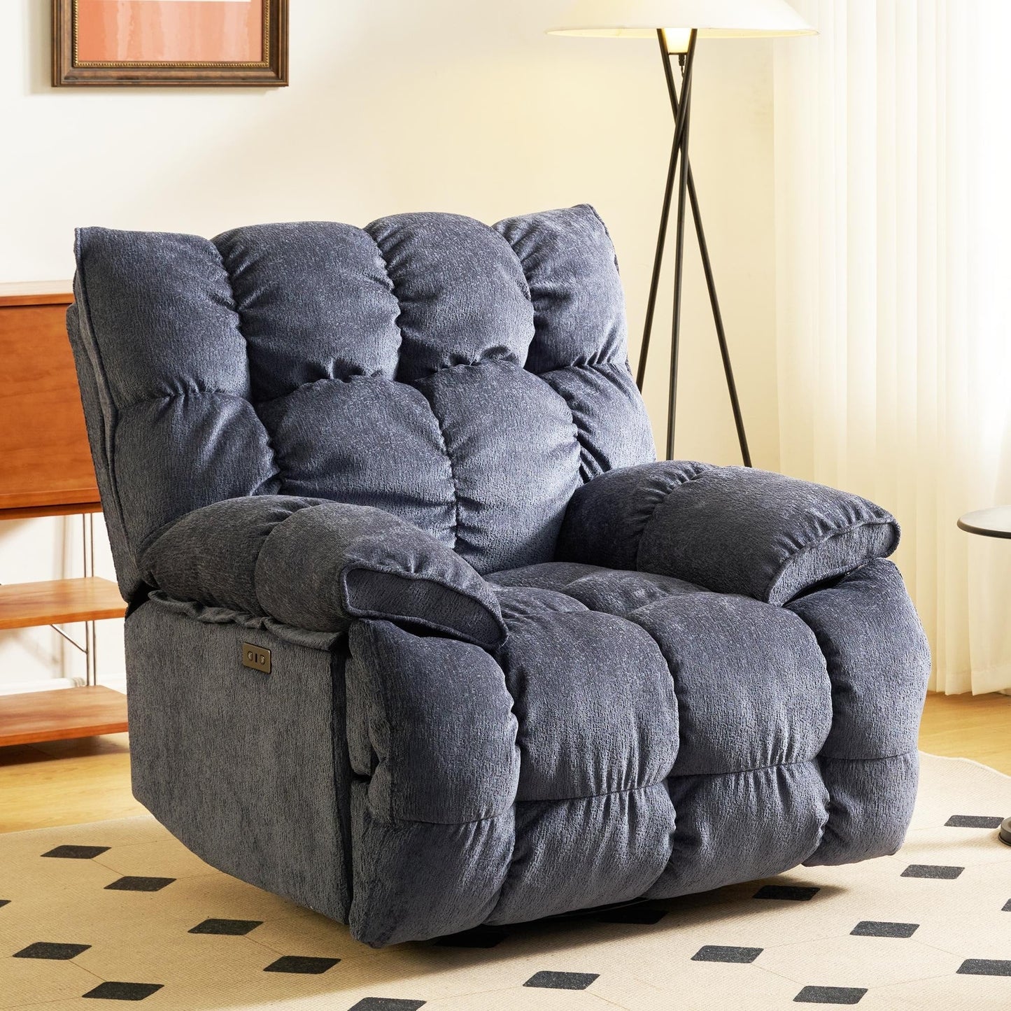Fauteuil inclinable électrique pivotant à 360°, dossier haut moelleux, siège spacieux, plusieurs positions d'inclinaison pour un confort ultime