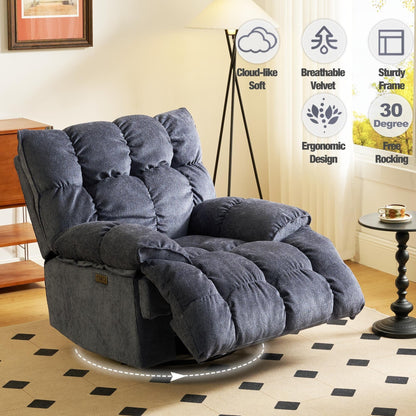 Fauteuil inclinable électrique pivotant à 360°, dossier haut moelleux, siège spacieux, plusieurs positions d'inclinaison pour un confort ultime