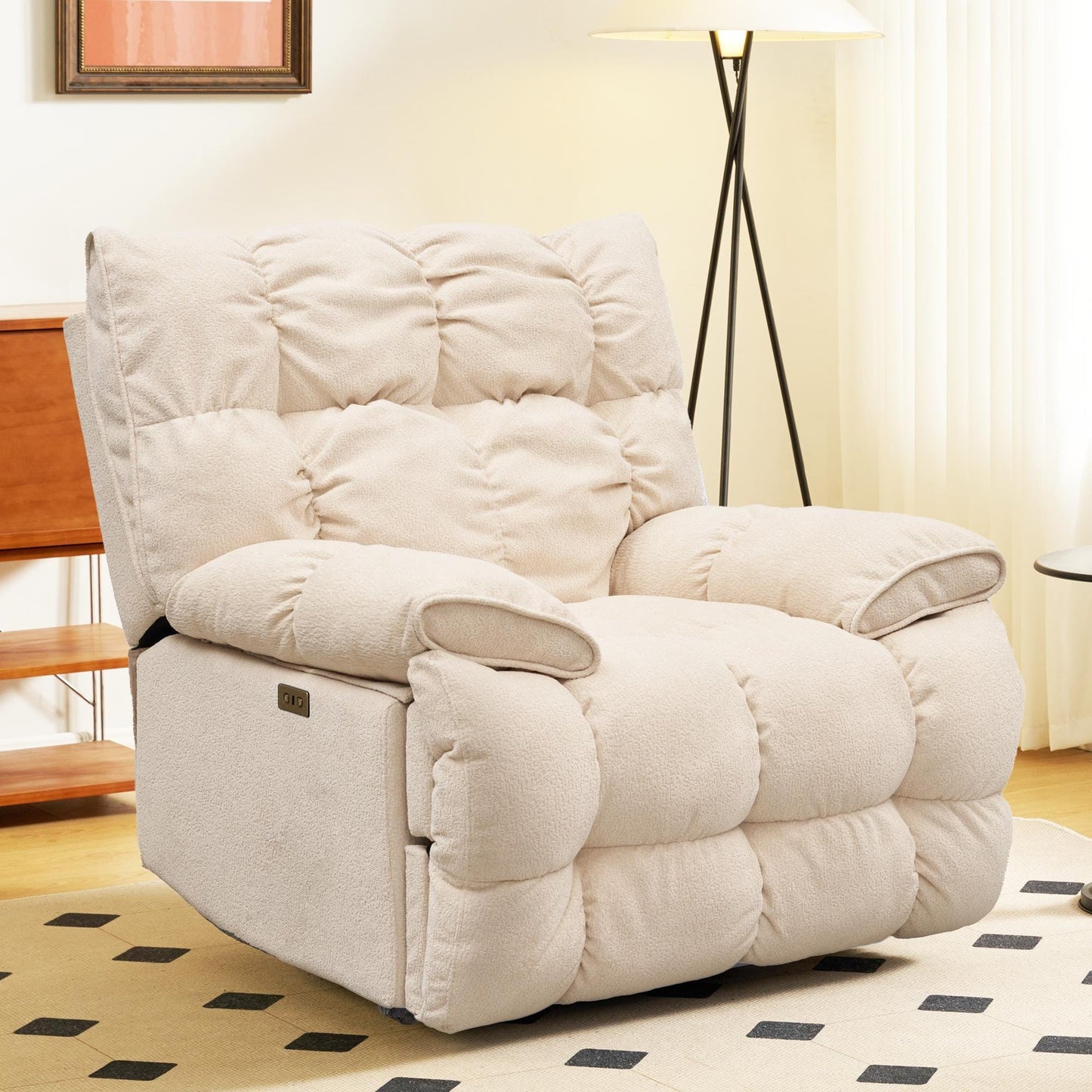 Fauteuil inclinable électrique pivotant à 360°, dossier haut moelleux, siège spacieux, plusieurs positions d'inclinaison pour un confort ultime
