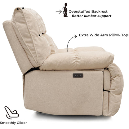 Fauteuil inclinable électrique pivotant à 360°, dossier haut moelleux, siège spacieux, plusieurs positions d'inclinaison pour un confort ultime