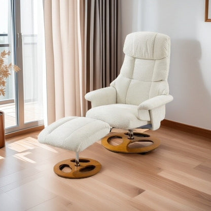 Fauteuil inclinable ergonomique pivotant à 360° avec repose-pieds, dossier réglable, massage par 5 vibrations, siège chauffant, tissu chenille
